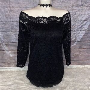 Maurice’s Black Lace Off-Shoulder Top